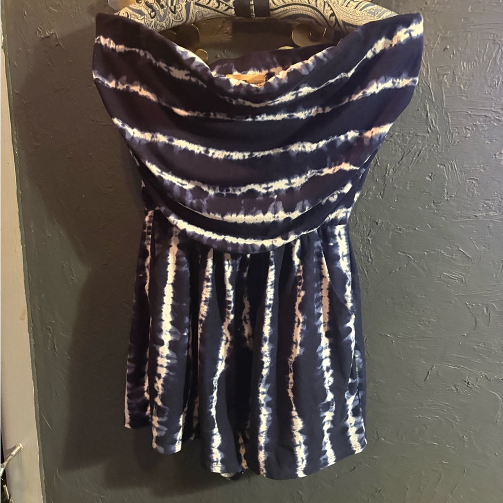 Strapless Navy Tie-Dye Romper xl